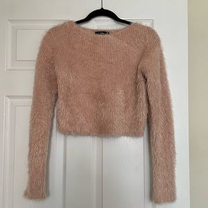 Lulus, mauve pink cropped sweater